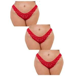 Escante - 75130X - QUEEN 3 PACK OPEN TANGA - RED